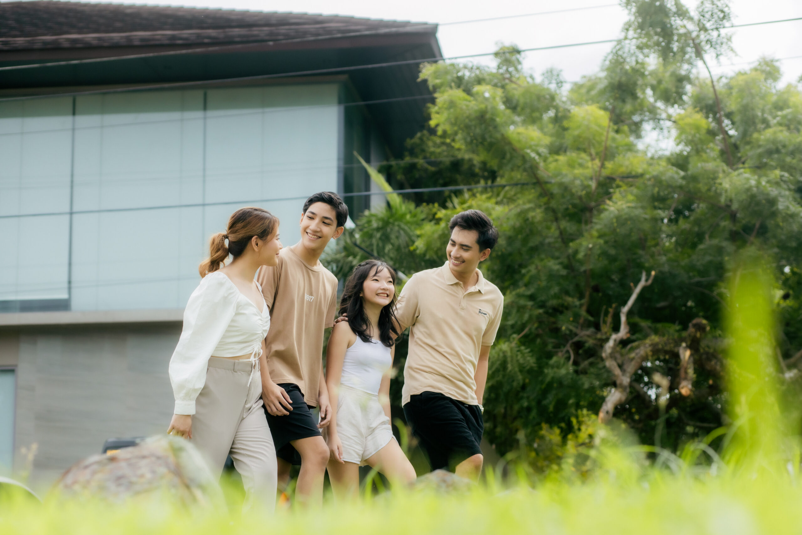 Lifestyle photo: A Family strolling in a secured community